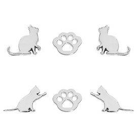 Futwod Sticker Cat Paw Car Emblem 3D Metal Accessories Car Bike Bicycle Badge Cute Cat Funny Animal Car Sticker Sticker Sticker Waterproof Metal Silver Hand Play Cat Looking Up Cat Set of 6