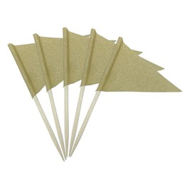 GentleGirl 100 Pcs Solid Blank Toothpick Flags Small Mini Plain Cupcake Toppers Stick Color Triangle Flags DIY Marking Decorations(Light Yellow)