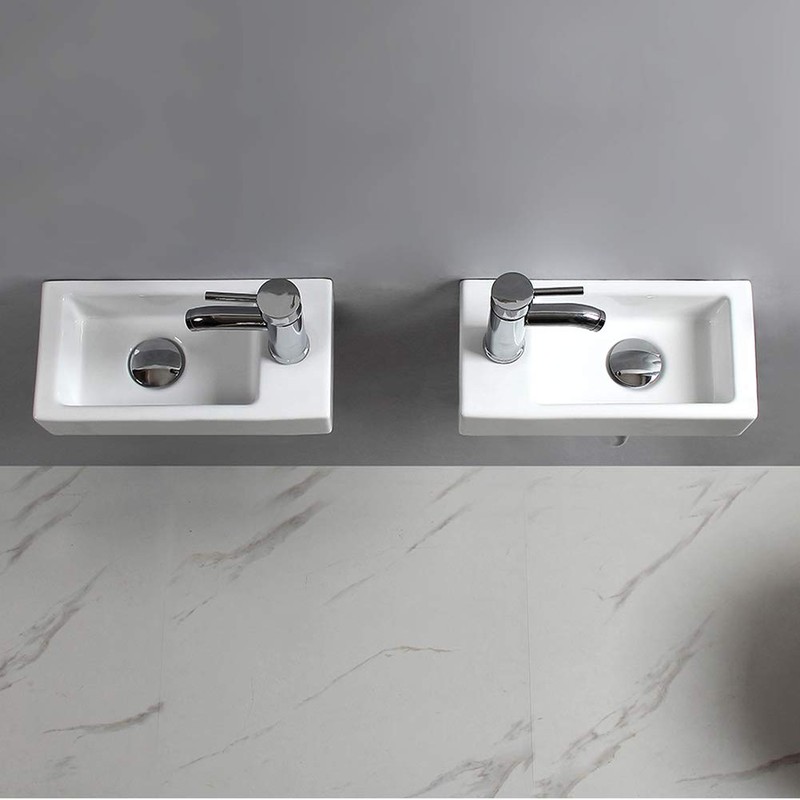 Wall Hung Basin Sink Small Cloakroom Basin Rectangle Ceramic Wash