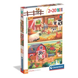 Clementoni Puzzle 2 x 20 The Farmyard Family 40 Pieces for Children 3-6 Years, Gift for Children, Puzzle for Children, Made in Italy, 24818