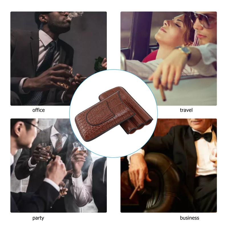 3 Finger Cigar Case Artificial Leather Soft Anti Fade Breathable
