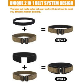 KRYDEX Tactical Battle Belt 2 Inch Quick Release MOLLE Range Belt with Inner Belt and Padded Anti-Slip Pad Inner (Upgraded Belt CB,L)