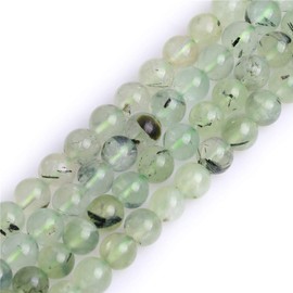 Gem-Inside Natural 8mm Green Prehnite Round Semi Precious Stone Loose Beads for Jewelry Making 15 Inch