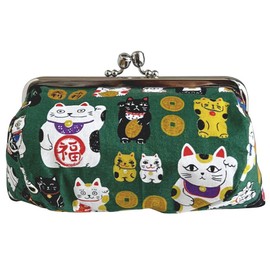 Ken Onishi Abeille AMC-2200 4.5 Inch Pouch with Gusset, Maneki Neko, Green