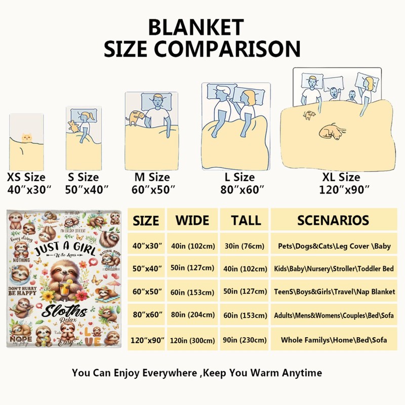 Sloth Blanket Sloth Gifts for Women Adults Sloths Lovers Stuff