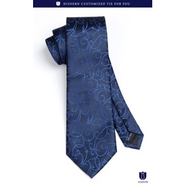 Hisdern TP-01S Men’s Paisley Pattern Necktie and Square Set, Business, Wedding, After-Party, Gift, 32 Patterns