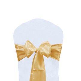 Royalty Decor - Lazo decorativo para silla de satén diseñado para bodas, eventos, banquetes, decoración del hogar y cocina (10, dorado)