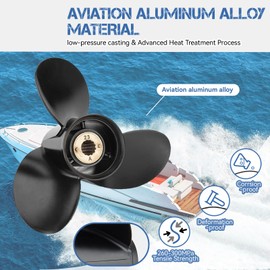 Qiclear 10 3/8 x 13 (13 Spline Tooth) 48-73136A45 OEM Upgrade Aluminum Outboard Propeller fit Mercury Motos 30-70HP, Rh