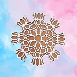Wooden DIY Floral Diwali Rangoli Mat Easy to Use or to Fill Rangoli Template Rangoli Decorative Boards for Indian Traditional Festival New Year Decor MDF Readymade Round Flower Design Rangoli - Lotus