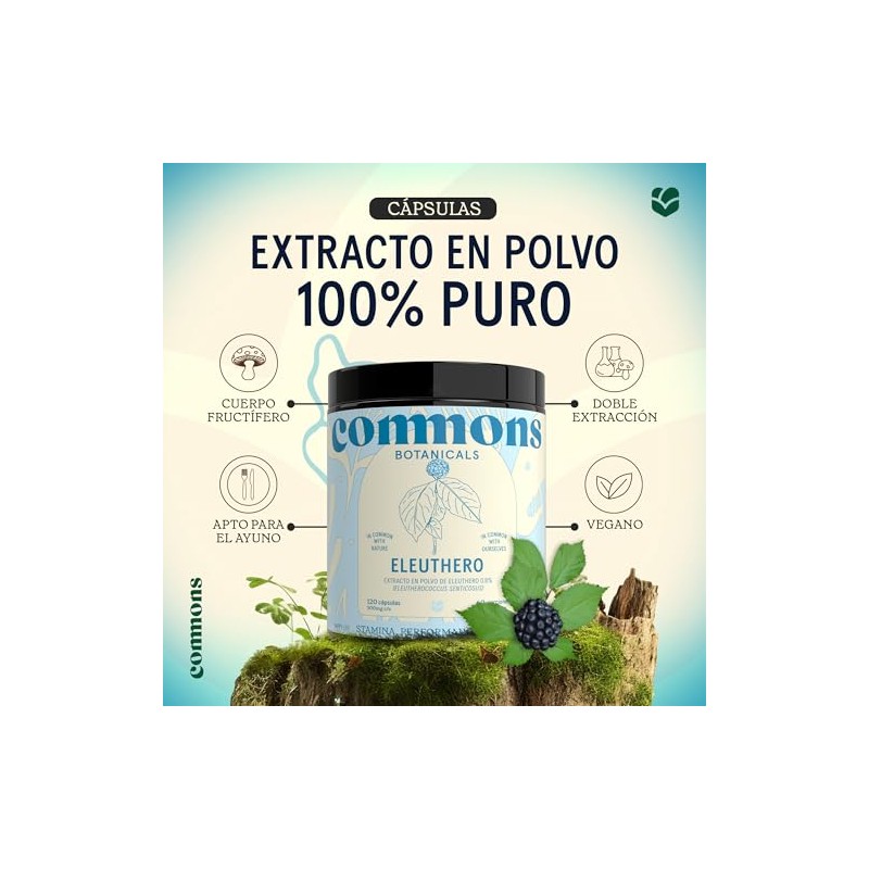 Commons Eleuthero - Adaptógenos - Suplemento Natural - Energía y