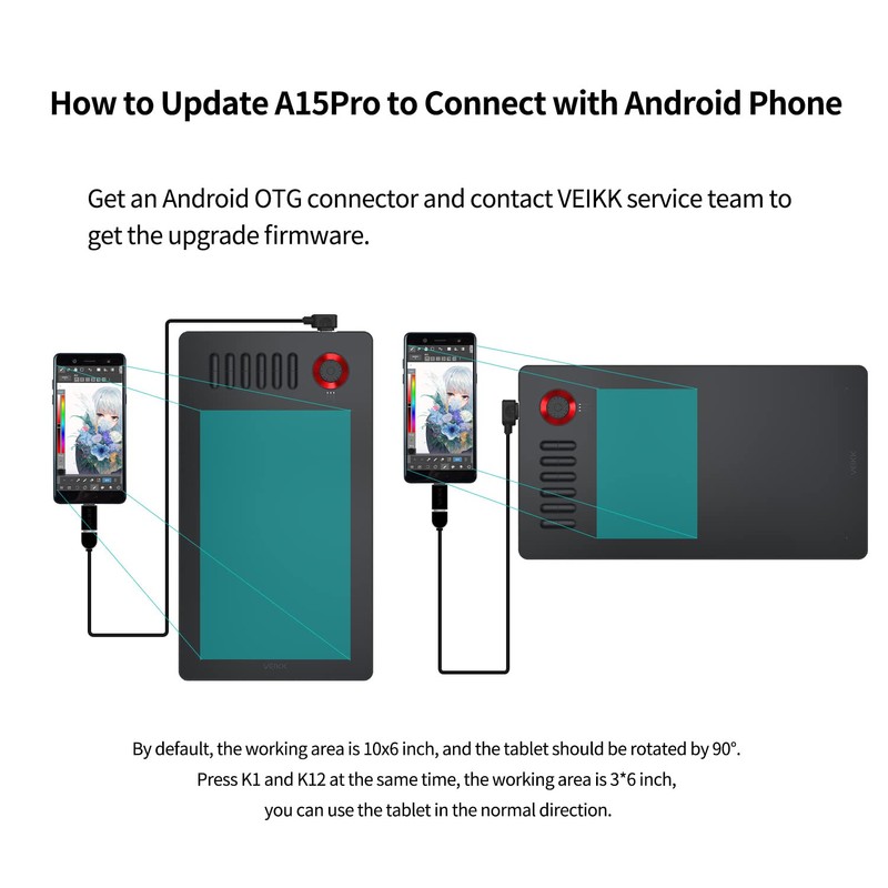 Digital Drawing Tablet VEIKK A15Pro Graphics Pen Tablet 10 x