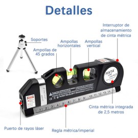 Bauihr Nivel Láser de Líneas con Trípode de 3 Modos, Láser Nivelador para Principiantes, 15M Medidor Láser Multipropósito + Cinta Métrica de 2.5M, Nivel de Mano para Aplicar en Techo/Piso/Pare