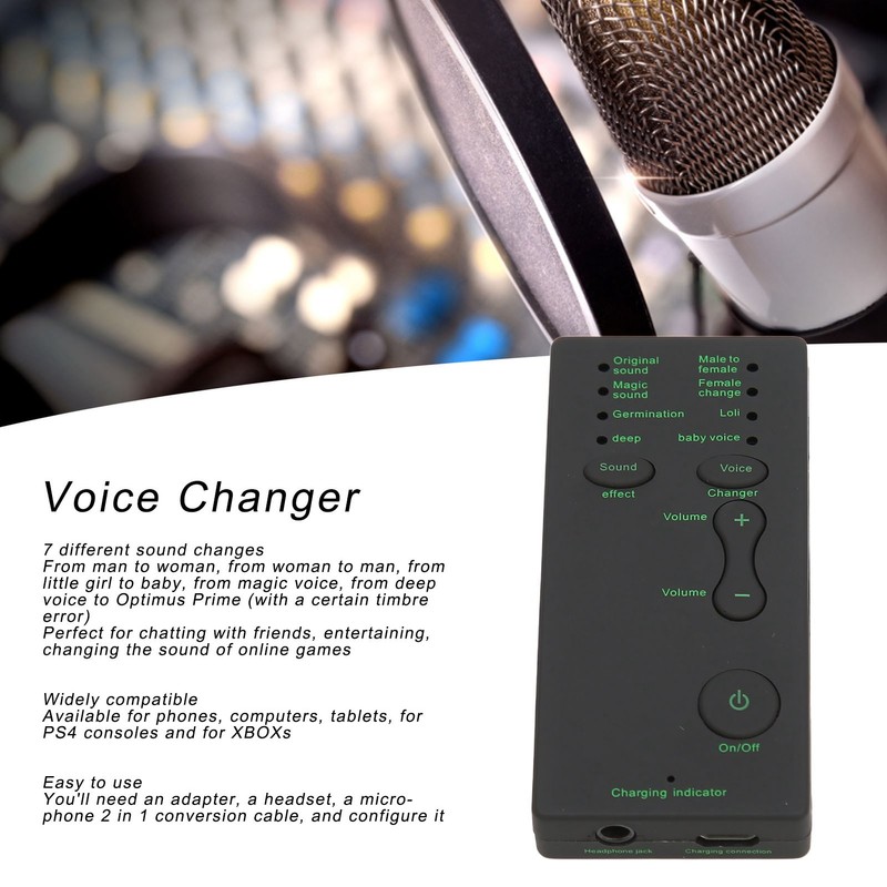 Voice Changer Portable Handheld 7 Modes Sound Card Voice Changer