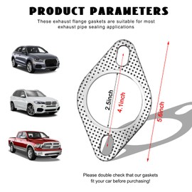 Ohleats 2 PCS Car Exhaust Gasket, 2.5 Inch 2-Bolt Exhaust Pipe Flange Gasket, Car Accessories (2.5 Inch)
