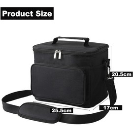 KANGSIT Large Lunch Bag, 10L Insulated Lunch Box Soft Cooler Cooling Tote for Adult Men Women (Black)