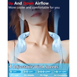 Cooling Neck Fan Battery Operated,Portable Neck Fan Rechargeable with LED Display & Adjustable 4 Speeds,Foldaway Powerful Soundless Compact Neck Hanging Fan,Gifts For Mom Dad Kid Father'S Day Birthday