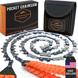 Pocket Chainsaw with Paracord Handles - Orange 65Mn Heavy Duty Steel Pocket Saw - 48 Teeth Survival Saw with Sturdy Handles and Bag - Handy Camping Gear - CAMPNDOOR Bushcraft Survival Gear