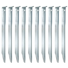 AMANKA Set of 10pcs XL Tent Pegs 230x23mm galvanized steel zinc plated flat section Tent Stakes V-shaped for sandy soils