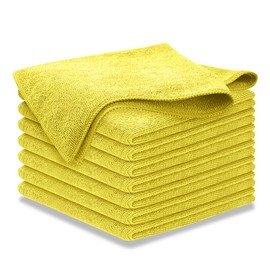 USANOOKS Microfiber Cleaning Cloth Yellow - 8 Pcs 12.5"x12.5" - High Performance - 1200 Washes, Ultra Absorbent Towels Weave Grime & Liquid for Streak-Free Mirror Shine - Car Washing Cloth