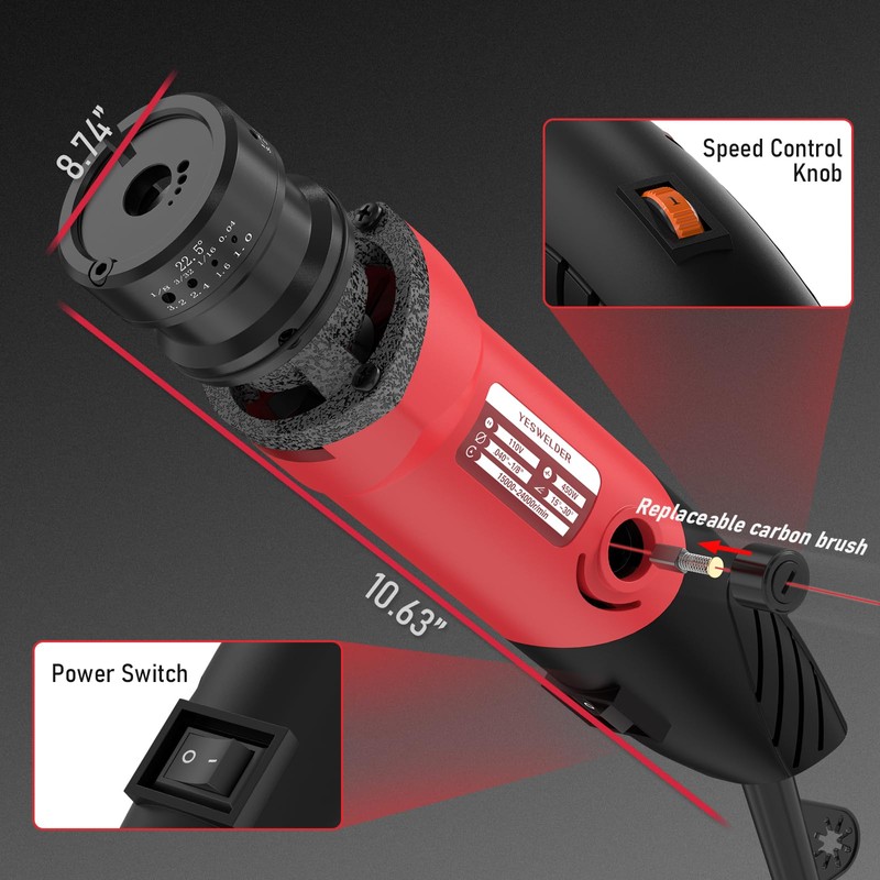 YESWELDER Tungsten Electrode Sharpener Grinder For TIG welding, Handheld Electric,