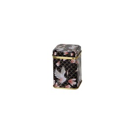 Oriental Crane - Retro/Vintage Style Square Tea Caddy/Kitchen Storage Tin - Black, Gold & Peach (25 g)