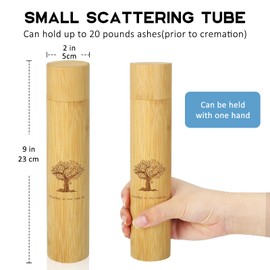 Natural Bamboo Scattering Urns - 9''x2'' Biodegradable Ash Scattering Tubes, Mini Bamboo Spreading Cremation Tube Urns, Keepsake Urns and Black Velvet Bag for Adults Pet Dog Cat Ashes, 4 Pack