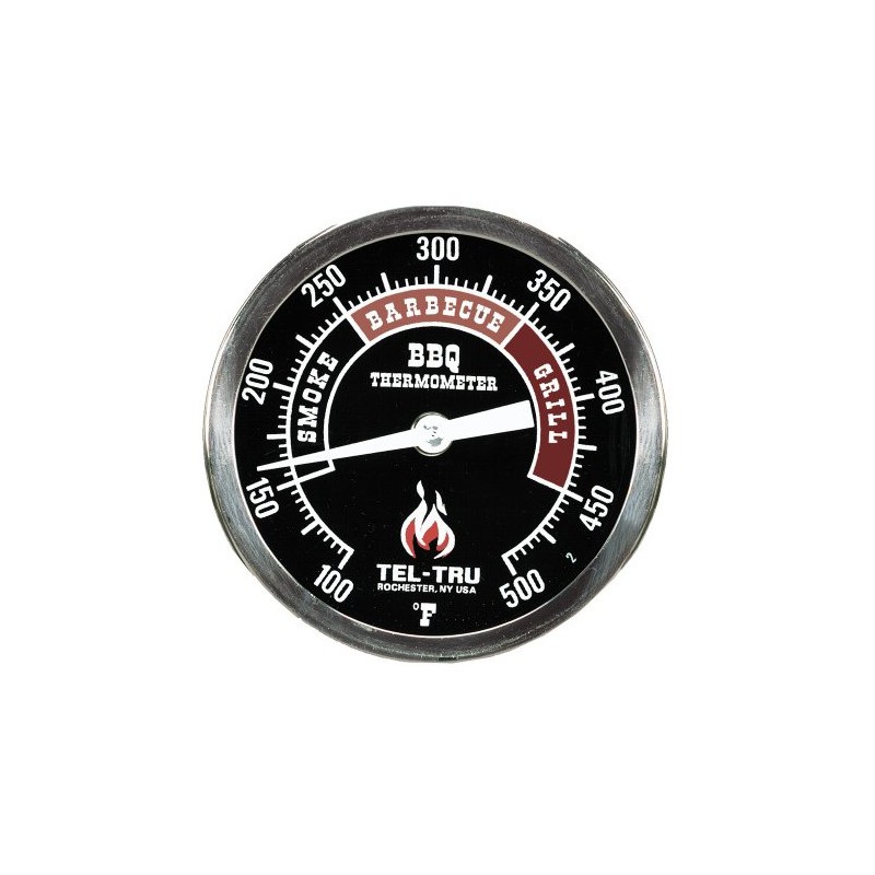 Tel-Tru BQ300 Barbecue Thermometer, 3 inch black dial with zones,