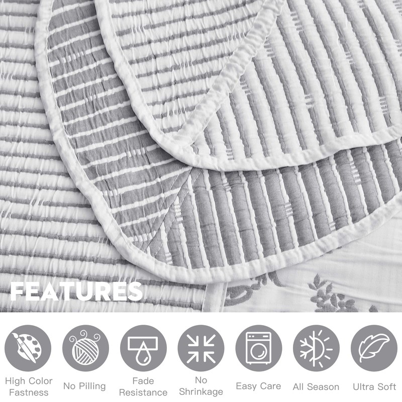 HZ & HY Oversized King Bedspread, Jacquard Matelasse Damask Pattern