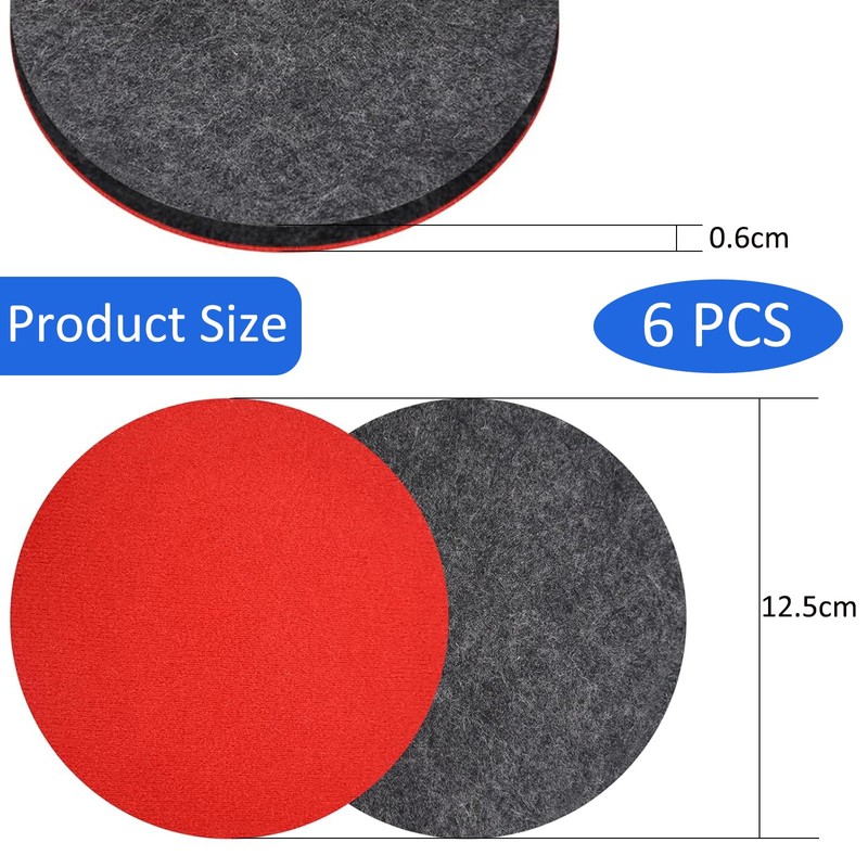 Lazulithic Pack of 6 Felt Polishing Pads, 125 mm, Compatible