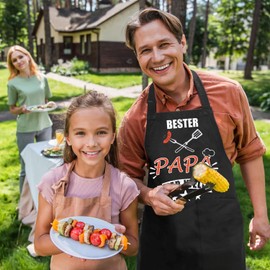 Gkmamrg Father's Day Gift for Dad Cooking Apron Dad Gift - Apron Dad Adjustable Bib Apron Aprons for Chefs BBQ Painting Baking Cooking Father's Day Gift, black