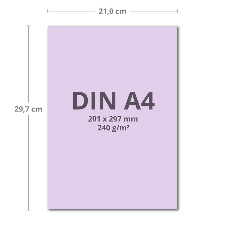 DIN A4 Sheets of Coloured Cardboard, 240 g/m²