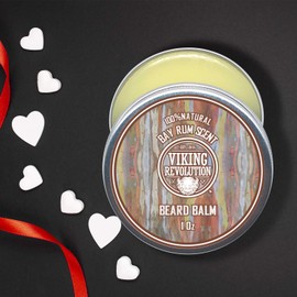 Viking Revolution Bay Rum Beard Balm - Beard Butter with Argan Oil & Jojoba Oil - Softener, Moisturizer & Wax for Men (2oz, 1 Pack)