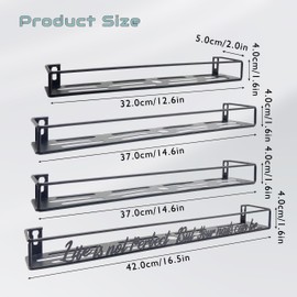 4 Packs Metal Nail Polish Rack Wall Mounted Shelf 16.5 x 2 inches, Nail Polish Organizer for Wall Holds up 52 Bottles, Nail Polish Holder for Home and Salon