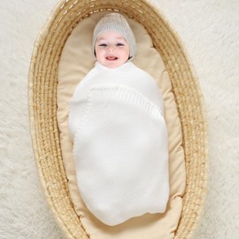 mimixiong 100% Cotton Baby Blanket Knit Cellular Toddler Blankets for Boys and Girls Size 40x30 Inch White 40x30 Inch