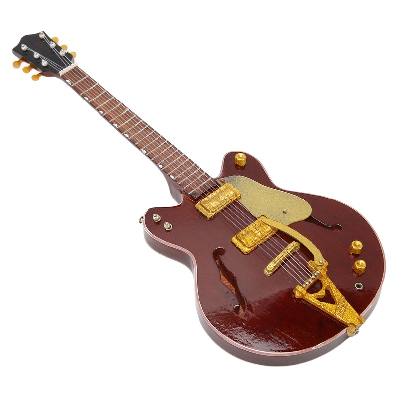 Red and Gold Miniature Electric Guitar Replica with Stand and