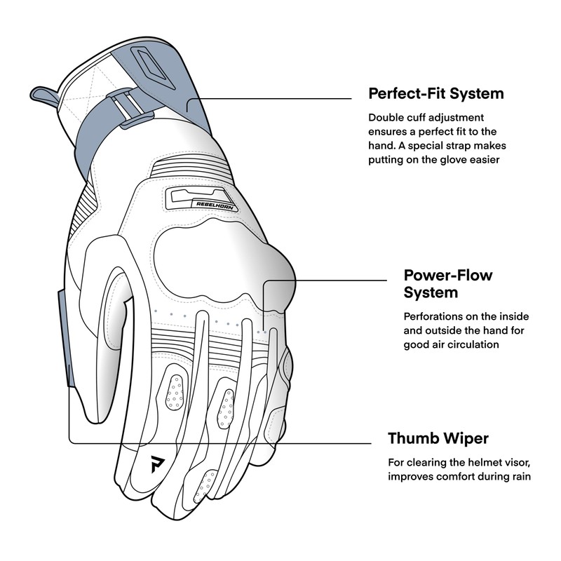 REBELHORN Range Men's Motorcycle Gloves, Goat Leather, Ankle SAS-TEC Protectors,