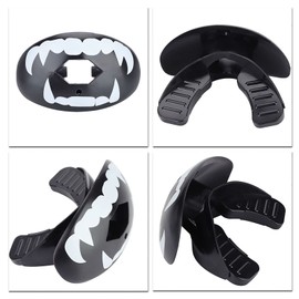 Protector de Dientes de Rugby, Protector de Dientes de Protección Bucal TPR de Grado Alimenticio con Correa para Boxeo Kickboxing Fútbol (dientes blancos y negros) Protector Bucal Futbol Americano