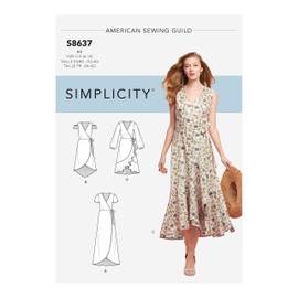 SIMPLICITY Pattern SS8637H5 Women’s Wrap Dress, H5 (6-8-10-12-14)