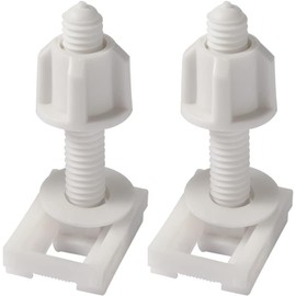 2Pcs White Plastic Toilet Seat Screws and Nuts with Washers,Hinge Bolts Screws Hinges Replacement Parts for Mounting Toilet Seats Toilet Lid Toilet Seats