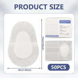 50 PCS Eye Patches for Men, Adhesive Eyepatch for Adults for Women, Disposable Kids Eye Bandages Individually Wrapped, White Eyepatch for Adults for Right Left, 2.28 * 3.43in