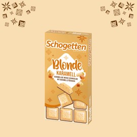 Schogetten Schogetten Blonde Karamell I karamellige weiße Schokolade & Karamell-Stücken I 100 g Schokoladentafel I praktisch einzeln portioniert