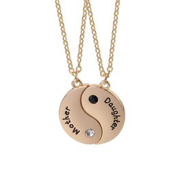 Mother Daughter Necklace Gifts for Women Mom Mum Mother's Day Birthday Gift for Mom Daughter Yin Yang Pendant Matching Necklace Gold Mom Daughter Necklaces Set for 2