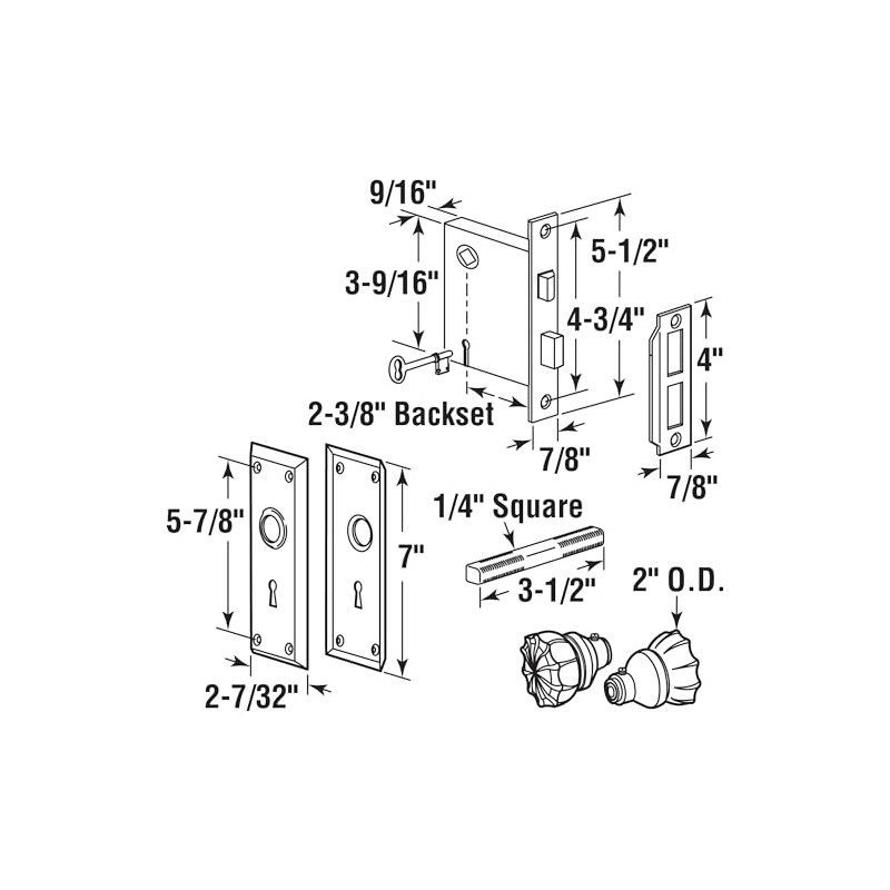 Prime-Line E 28336 Mortise Keyed Lock Set with Glass Knob