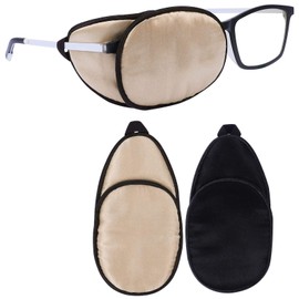 eZAKKA Eye Patches for Adults, Eye Patch for Glasses Silk Patch for Lazy Eye Amblyopia Strabismus and After Surgery (Brown+Black)