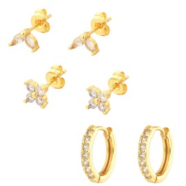 HUGE TOMATO Set of 3 Crystal Stud Earrings, 3 Pairs Hypoallergenic 14K Gold Plated Statement Stud earrings Trendy Earrings for Women