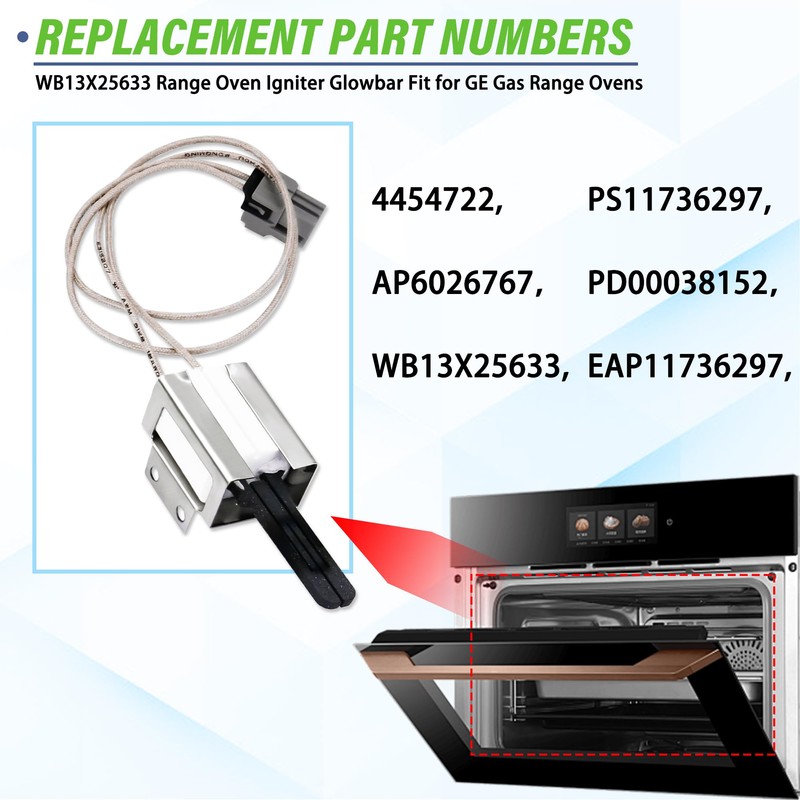 WB13X25633 Range Oven Igniter Glowbar Compatible with G.E Gas Range