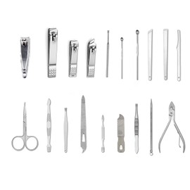 DoerSpace Manicure Pedicure Set, 19 Pieces, Black Nail Clippers, Nail Case, Stainless Steel Nail Scissors Set with Portable Leather Gift Box