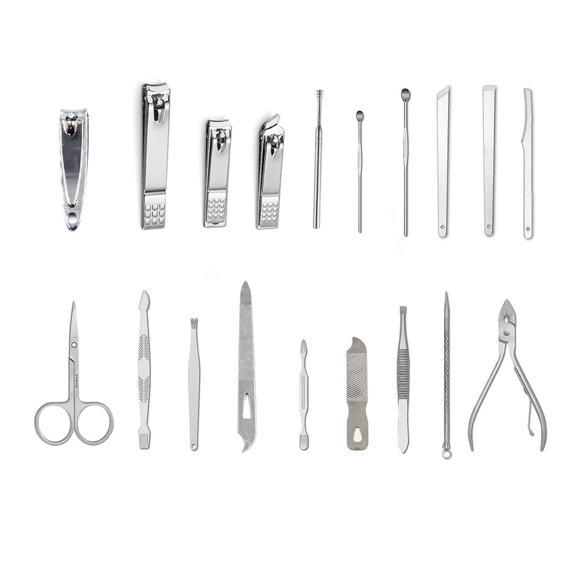 DoerSpace Manicure Pedicure Set, 19 Pieces, Black Nail Clippers, Nail