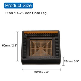 QUARKZMAN Pack of 8 3 x 3 inch rubber furniture roller cups, square chair leg floor protectors, non-slip furniture pads, handles stoppers for hardwood floors, brown (suitable for 1.4-2.2 inch chair