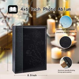 Artmag Photo Album 4x6 300 Photos Large Leather Cover Photo Book Albums with 300 Horizontal Pockets for Family Wedding Anniversary Baby (Black)